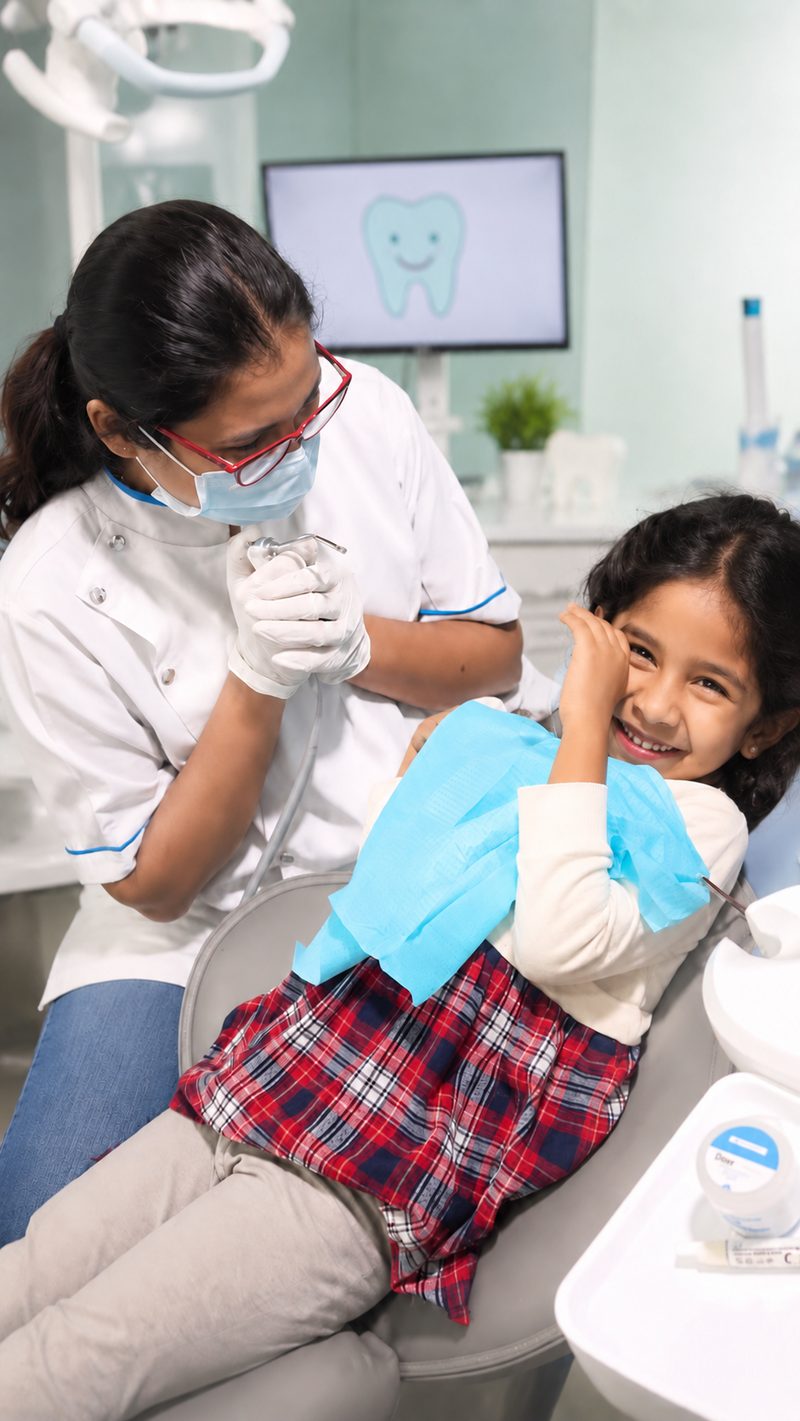 Dr. Mittal with a young patient at the clinic